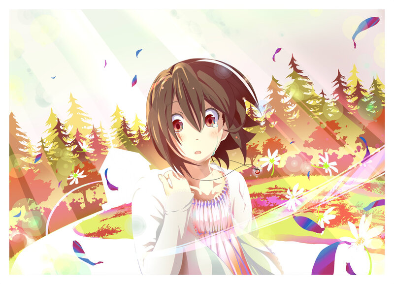 Anime Girl in Forest — White, Serene