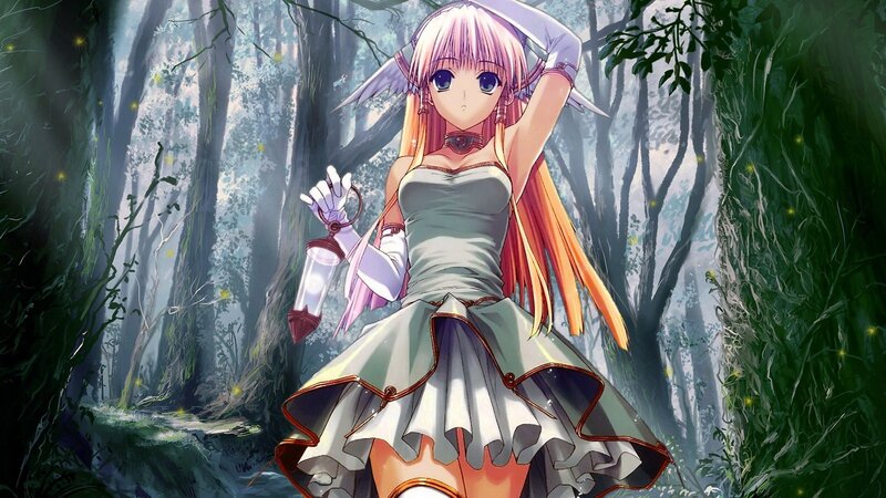 anime girl in forest with lantern