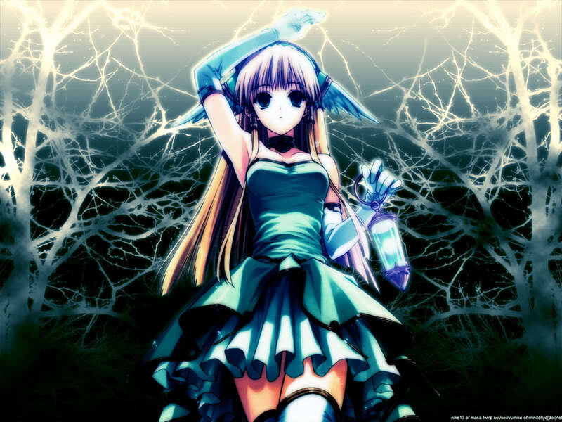 anime girl in forest with lantern