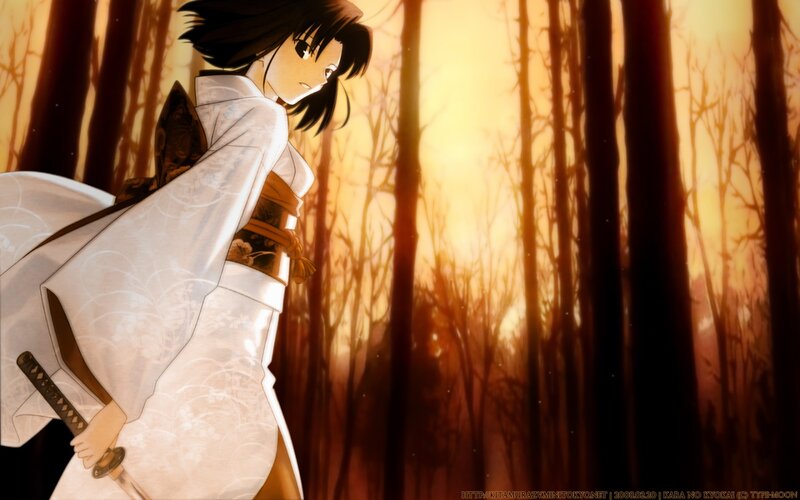Anime girl in forest with sword