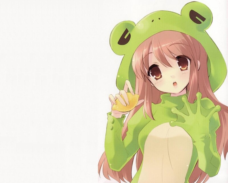 Anime Girl in Frog Costume — Green