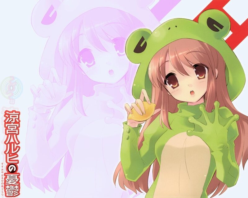 Anime girl in frog costume