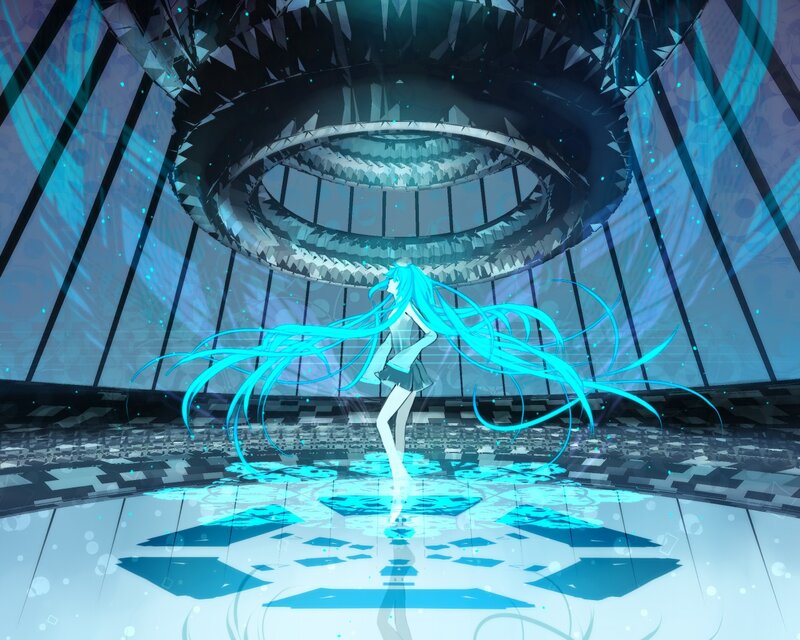 anime girl in futuristic chamber