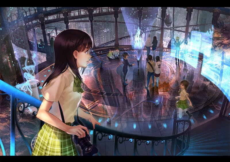 Anime girl in futuristic city