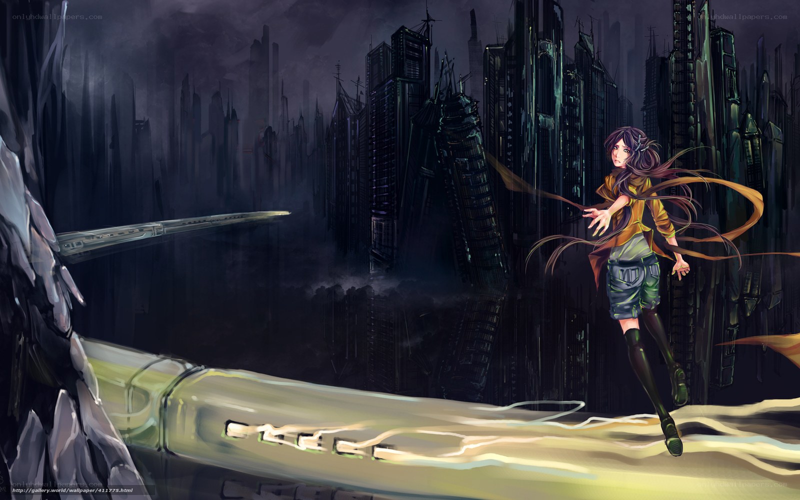 Anime girl in futuristic city