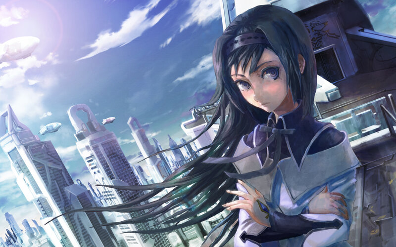 anime girl in futuristic city