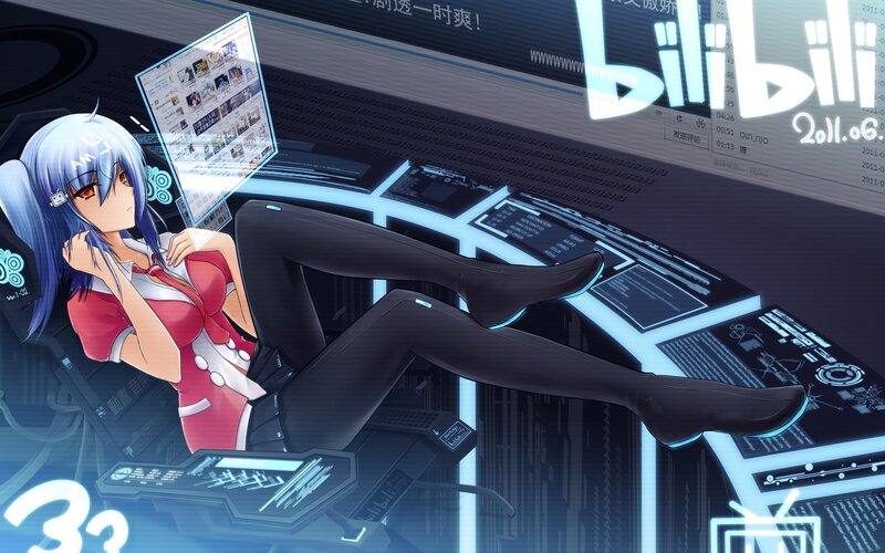 Anime girl in futuristic control room