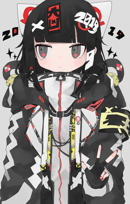 Anime Girl in Futuristic Outfit — Black