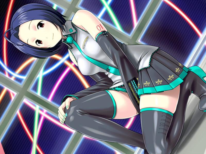 Anime Girl in Futuristic Outfit — Blue, Night
