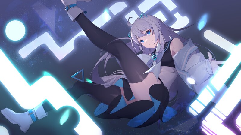 Anime Girl in Futuristic Outfit — Purple, Dynamic