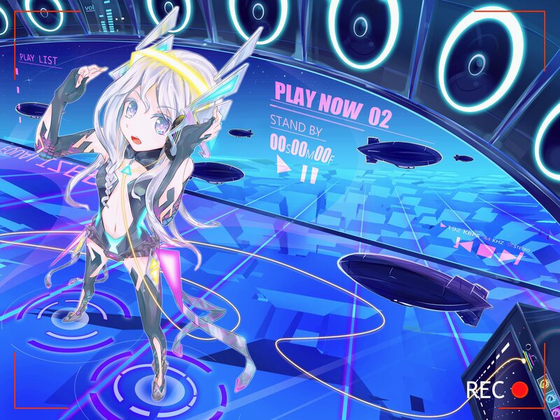 Anime Girl in Futuristic Setting — Blue
