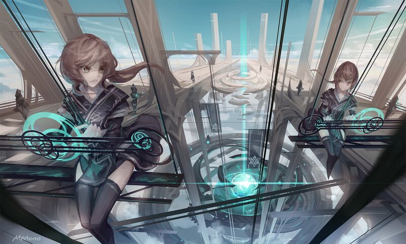 Anime girl in futuristic structure