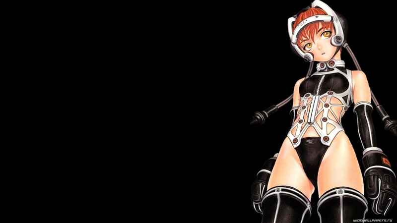 Anime Girl in Futuristic Suit — Black, Dramatic, Manga, Robotic Armor