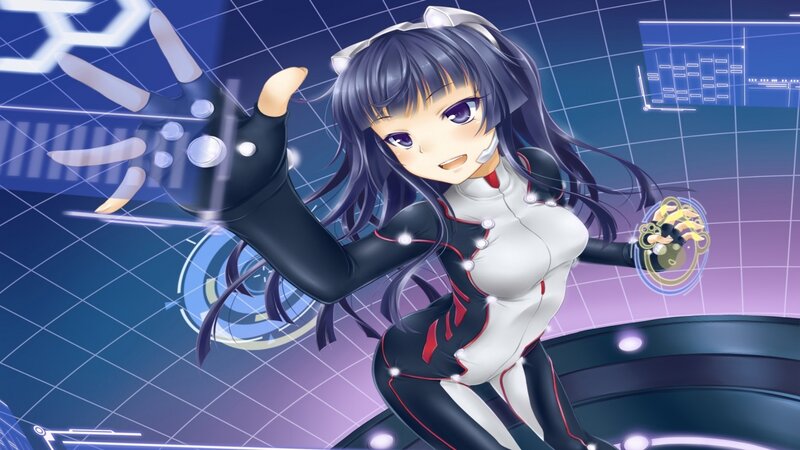 Anime Girl in Futuristic Suit — Blue, Digital Art