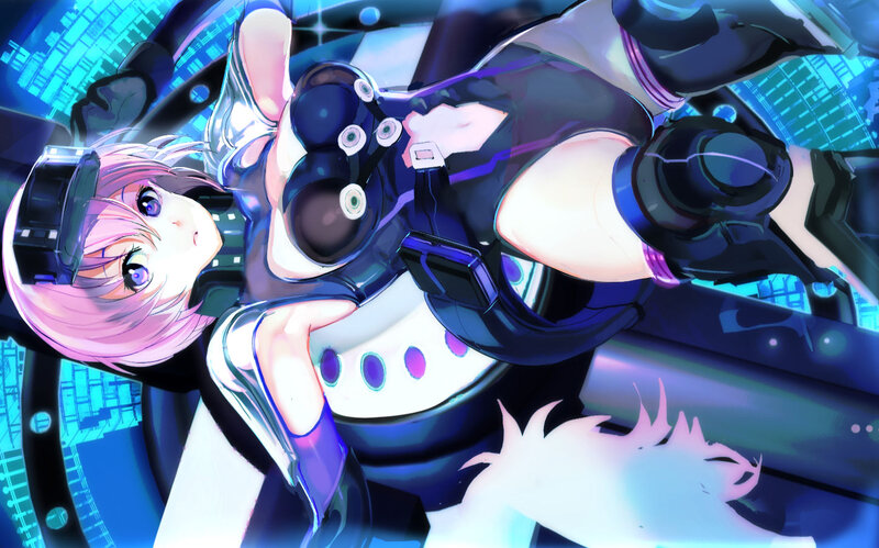 Anime Girl in Futuristic Suit — Blue, Dramatic, Digital Art