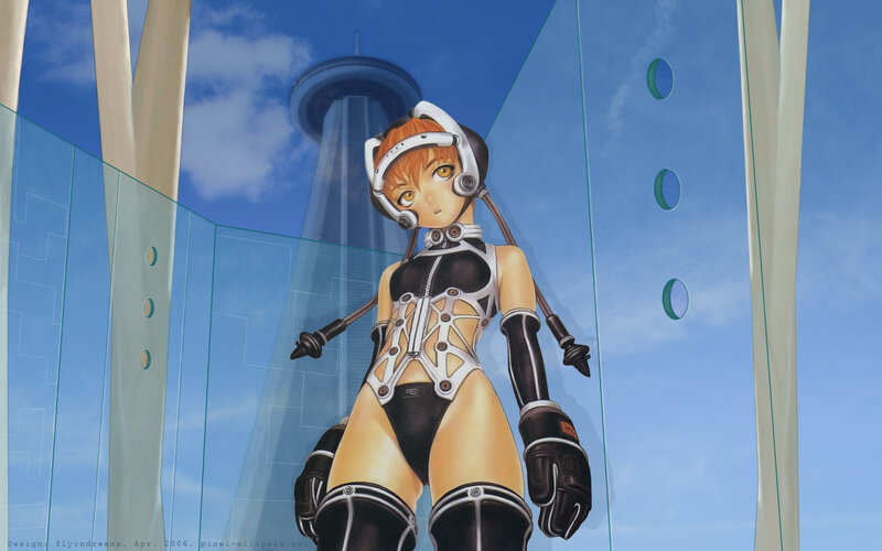 Anime Girl in Futuristic Suit — Blue, Dramatic