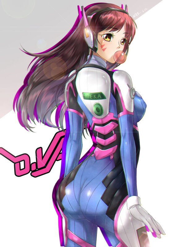 Anime Girl in Futuristic Suit — Blue, Playful