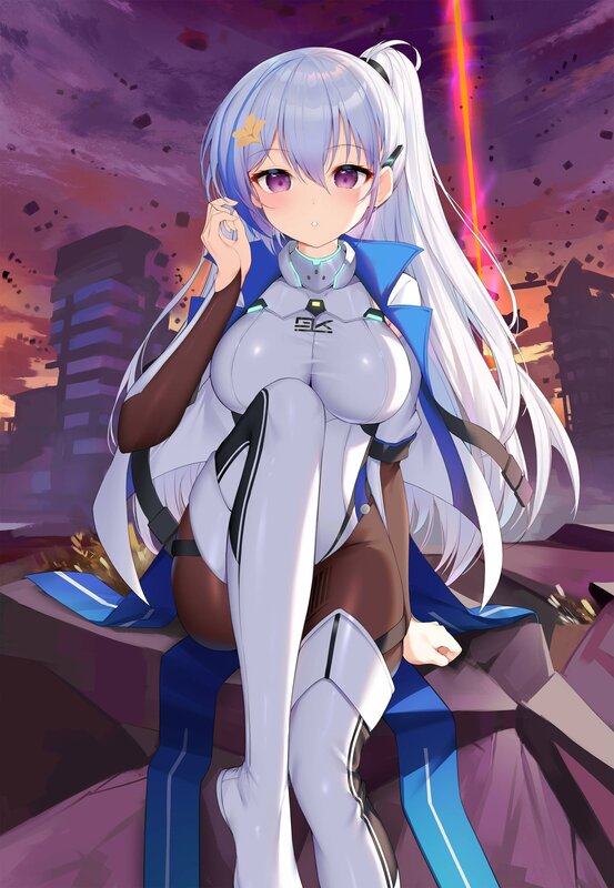 Anime Girl in Futuristic Suit — Purple