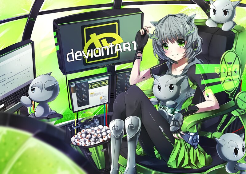 anime girl in gaming cockpit
