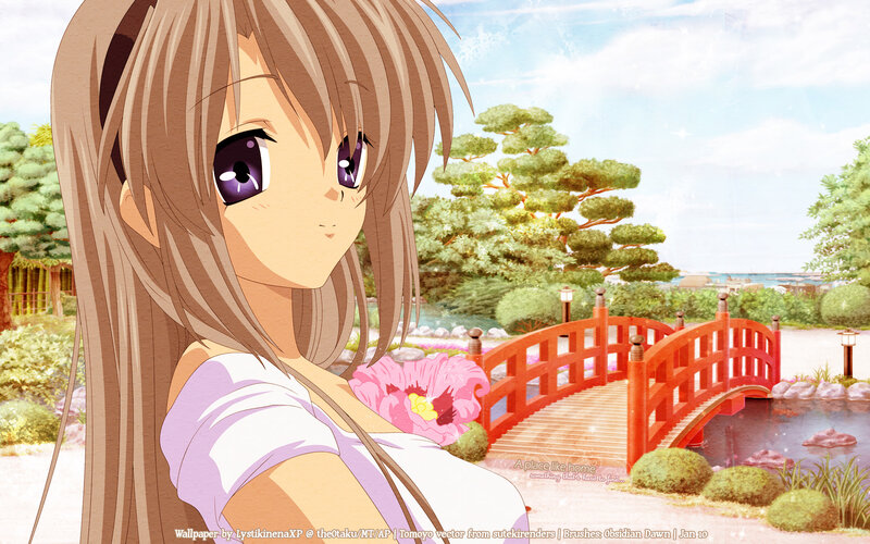 Anime girl in garden