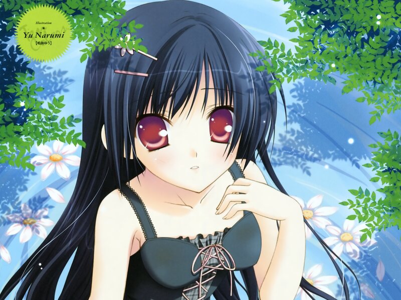 Anime girl in garden