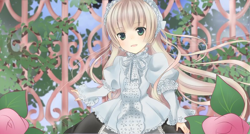 anime girl in garden