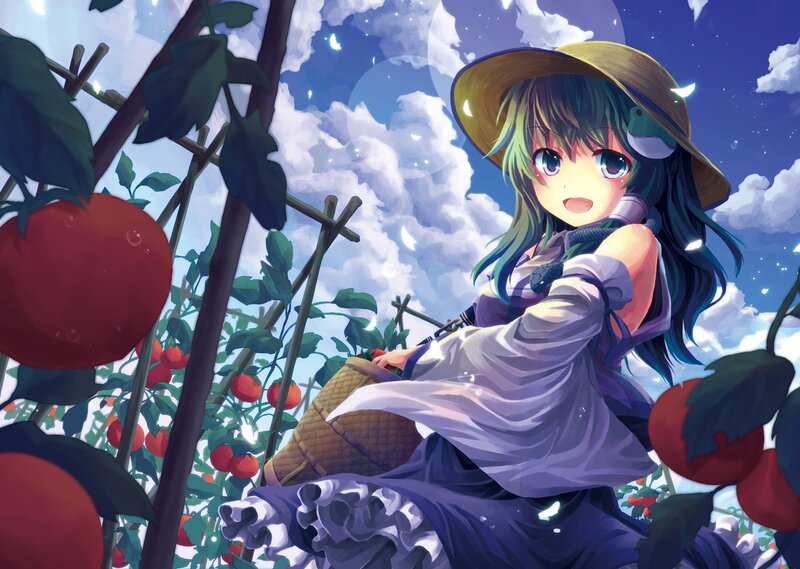 Anime girl in garden