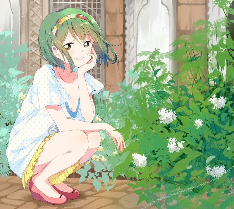 Anime girl in garden