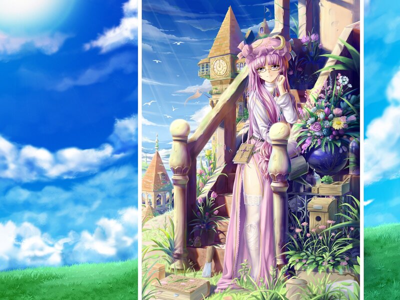 anime girl in garden