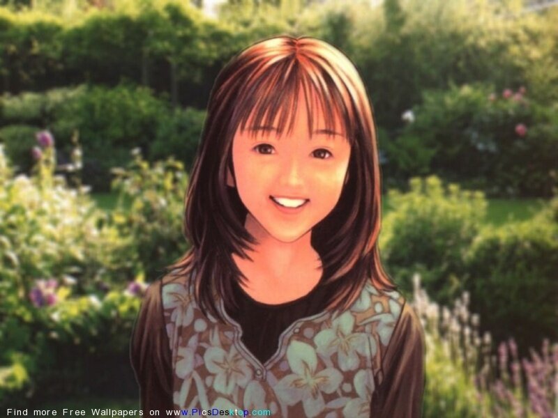 anime girl in garden