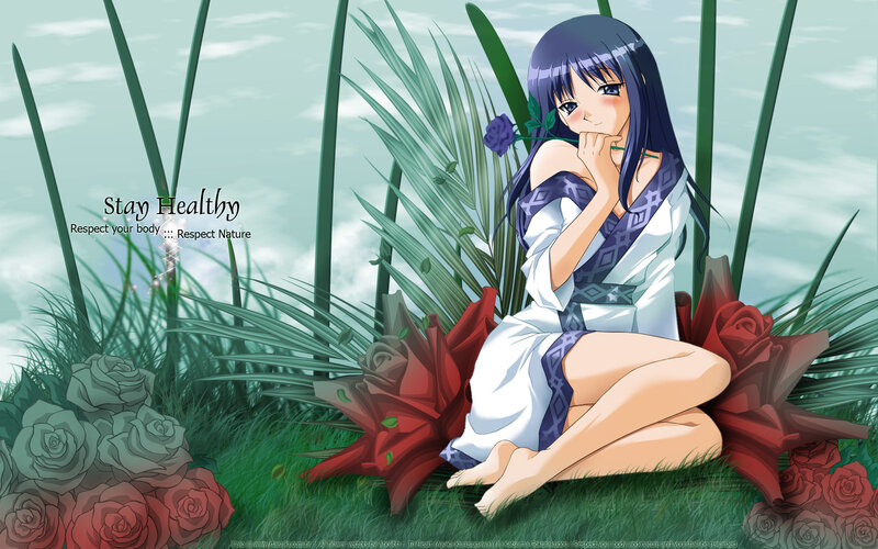 anime girl in garden