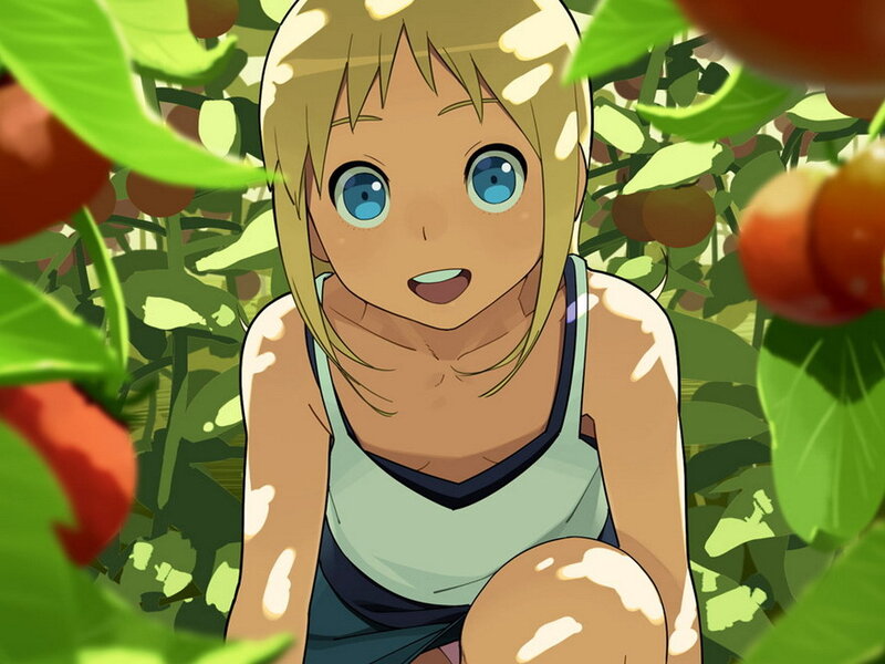 anime girl in garden