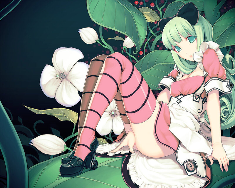 anime girl in garden