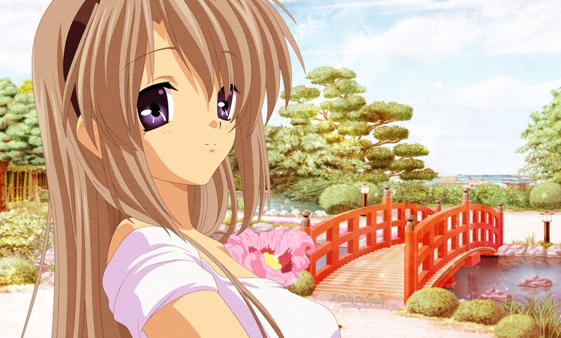 Anime Girl in Garden — Brown