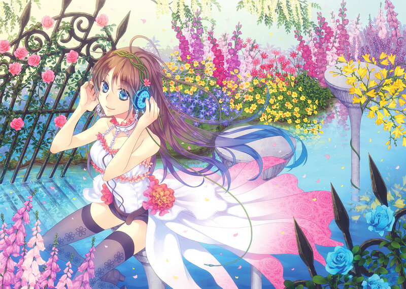 Anime Girl in Garden — Pink