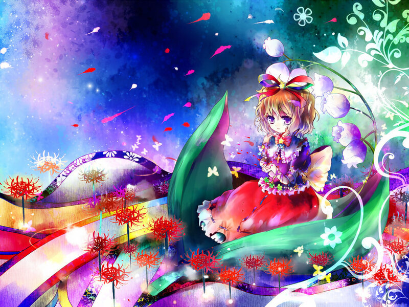 Anime Girl in Garden — Purple, Dreamy, Night