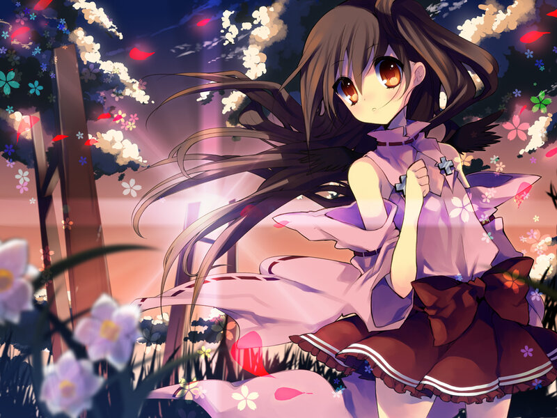 Anime Girl in Garden — Purple, Dreamy