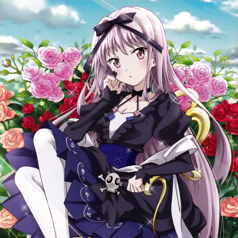 Anime Girl in Garden — Purple, Serene, Afternoon