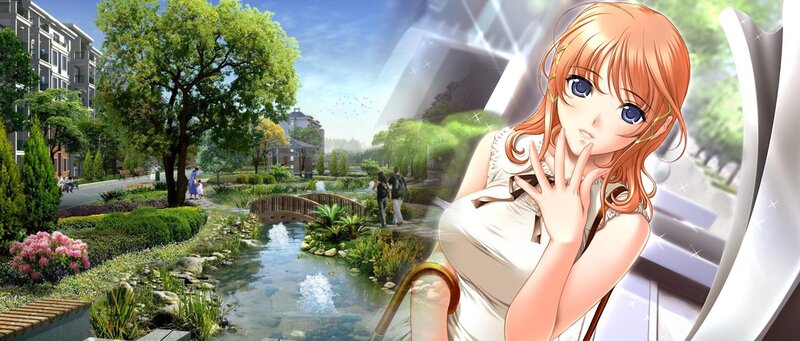 anime girl in garden scene