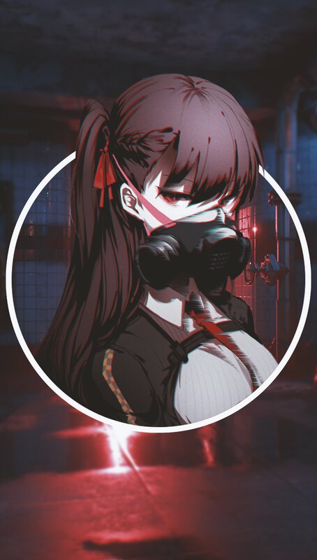 Anime Girl in Gas Mask — Black
