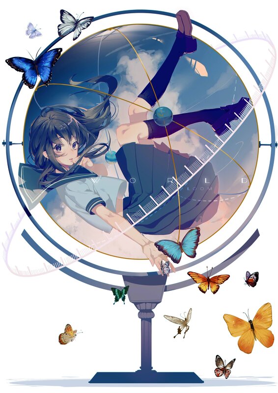 Anime Girl in Globe