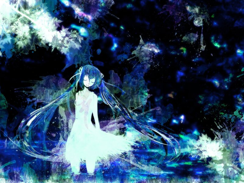 Anime girl in glowing forest