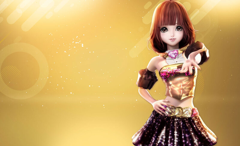 Anime Girl in Gold Outfit