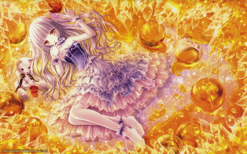 Anime girl in golden dream