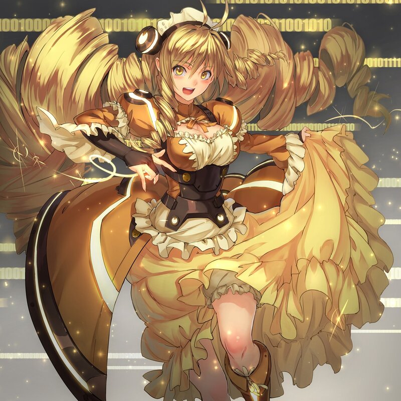 anime girl in golden dress