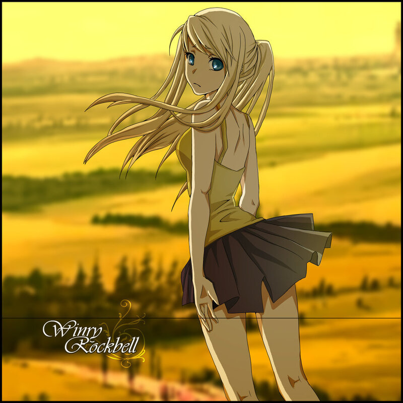 anime girl in golden field