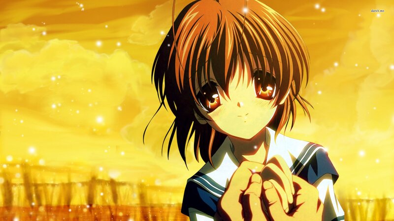 anime girl in golden light