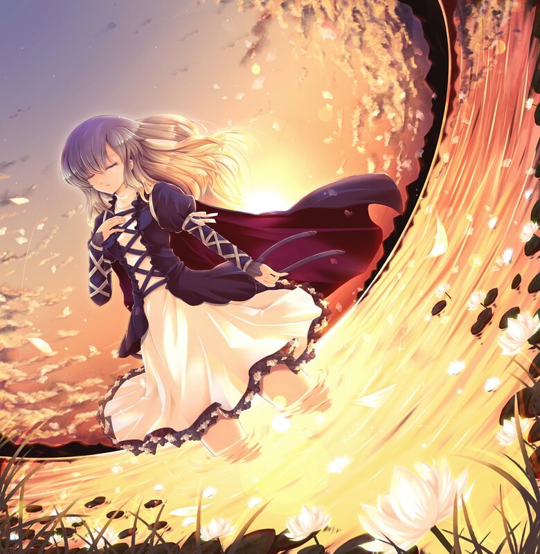 anime girl in golden light