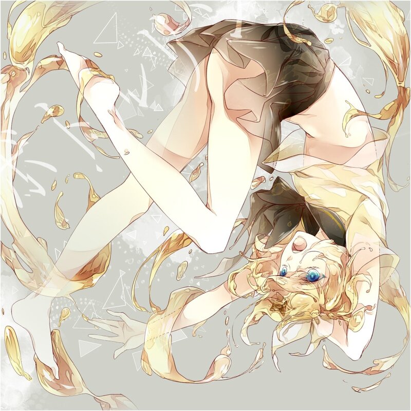 anime girl in golden liquid