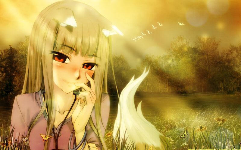 Anime girl in golden sunset